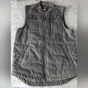 Wrangler Workwear Canvas Utility Vest Men’s Size S Olive Green Zip Front